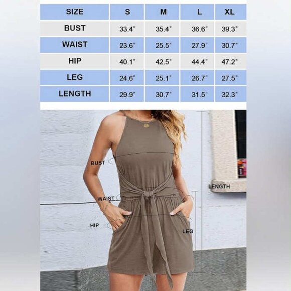 Cute Zesica High Neck Halter Romper Shorts - Picture 10 of 14